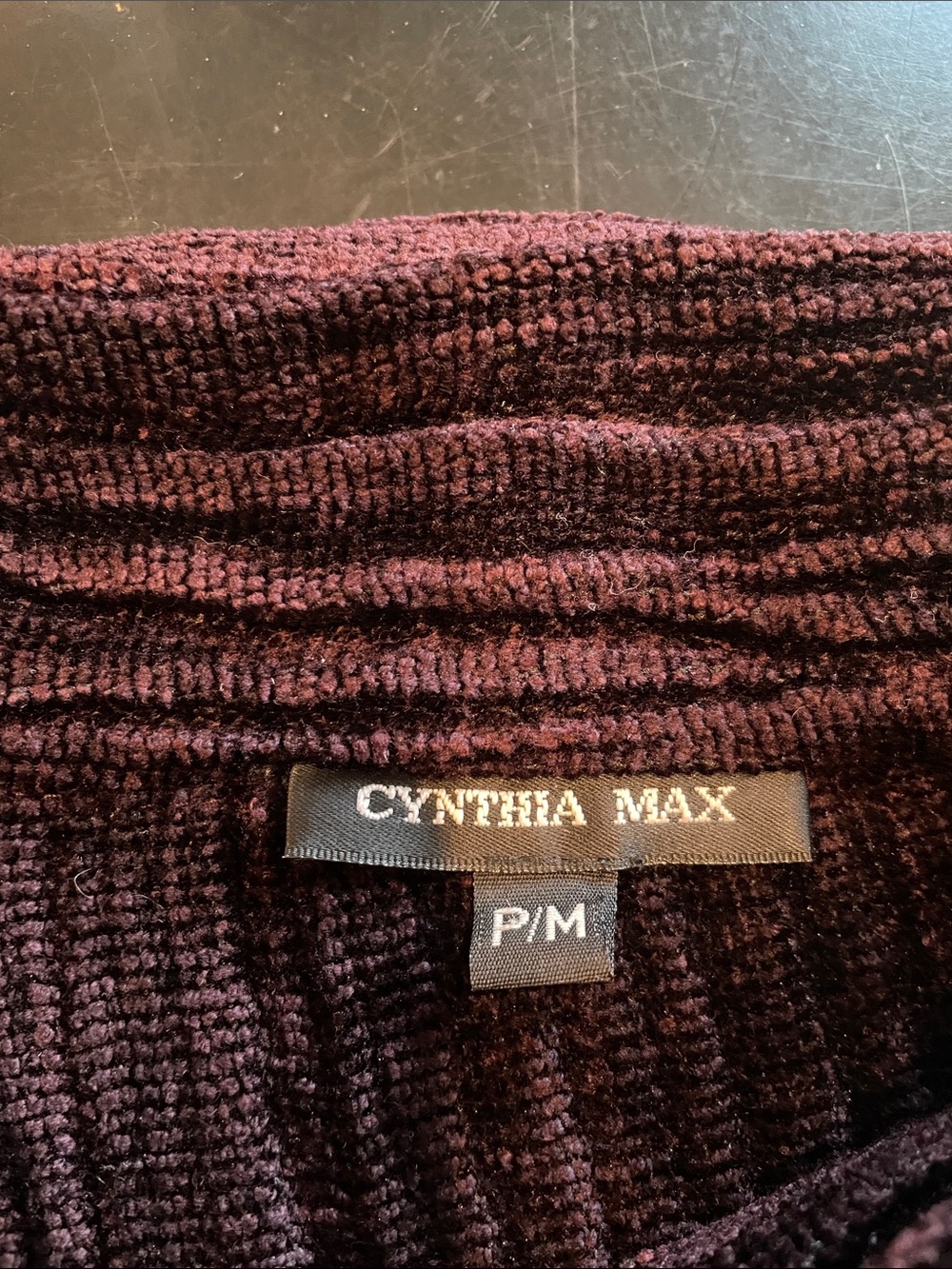 Ribbed Button -Front — Deep brown velour blouse petite medium vintage like new - Picture 3 of 4